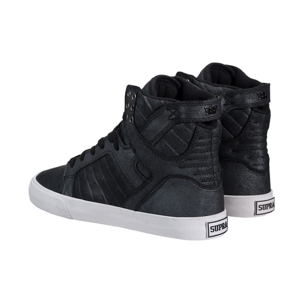 Baskets Montantes Supra SkyTop Noir Black/Metallic-White Femme | AZS-99346960